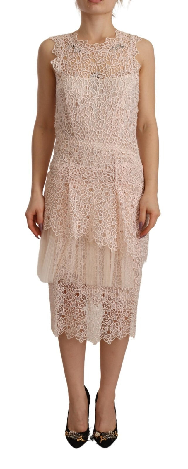 Elevate your wardrobe with the Ermanno Scervino Sheath Tiered Midi Dress, a luxurious blend of viscose and polyester, embodying modern elegance for unforgettable moments.