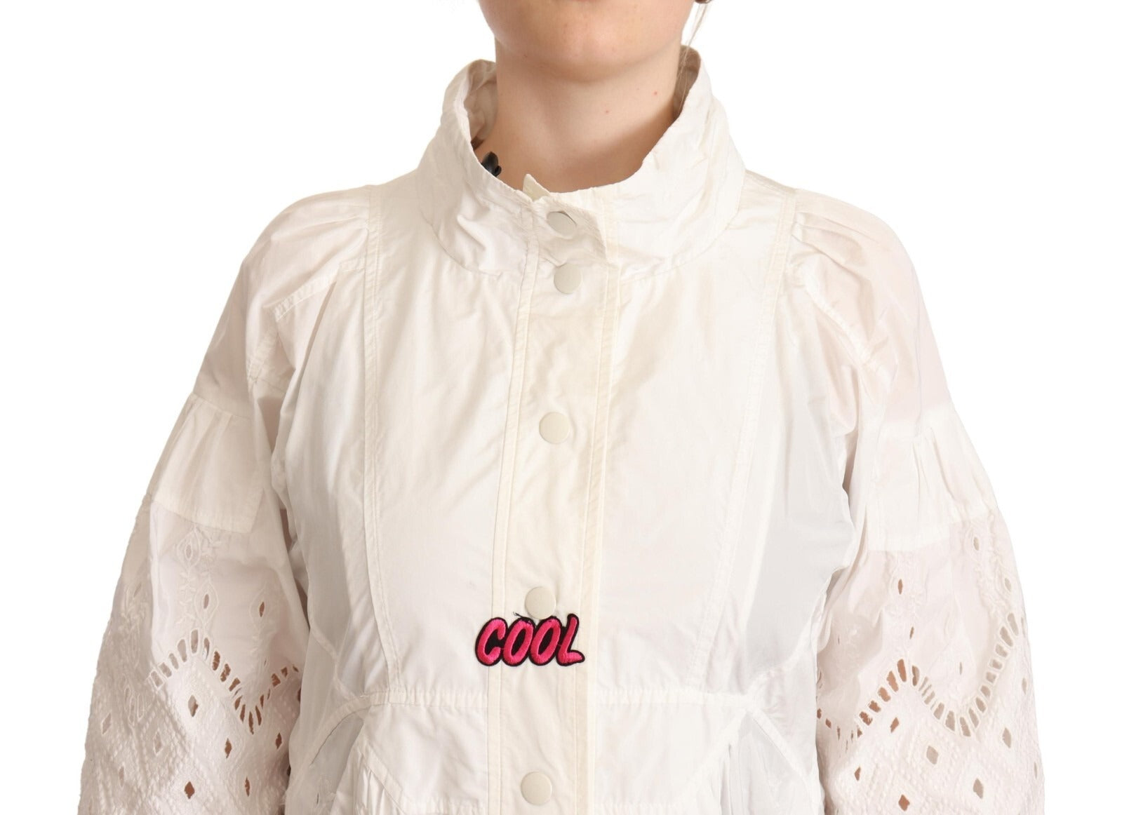 Ermanno Scervino Button Down White Long Sleeve Polyester Jacket