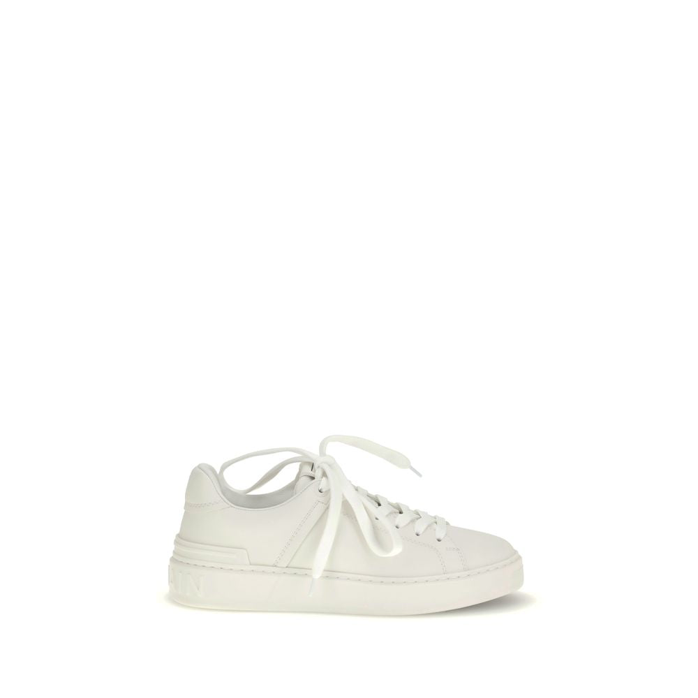 Balmain White Calf Leather Low Top Sneakers - Exquisite Elegance