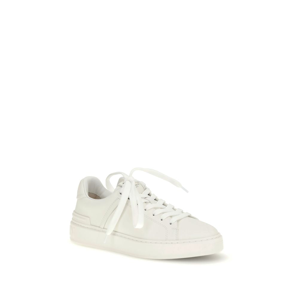 Balmain White Calf Leather Low Top Sneakers – Exquisite Elegance