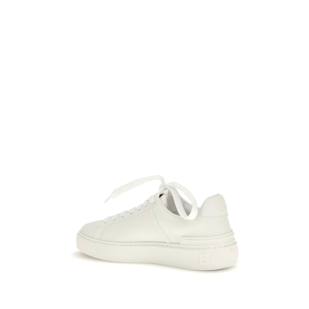 Balmain White Calf Leather Bos Taurus Low Top Sneakers - Luxury Redefined