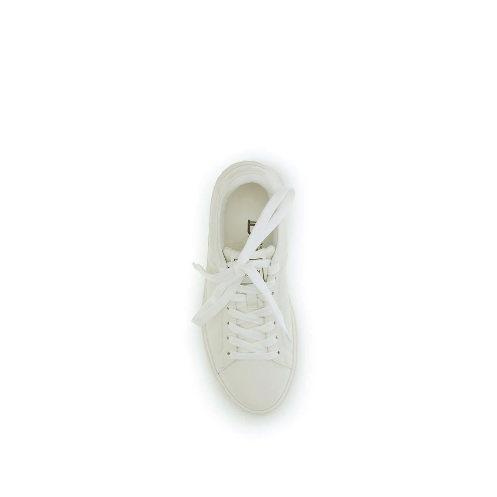 Balmain White Calf Leather Low Top Sneakers – Exquisite Elegance