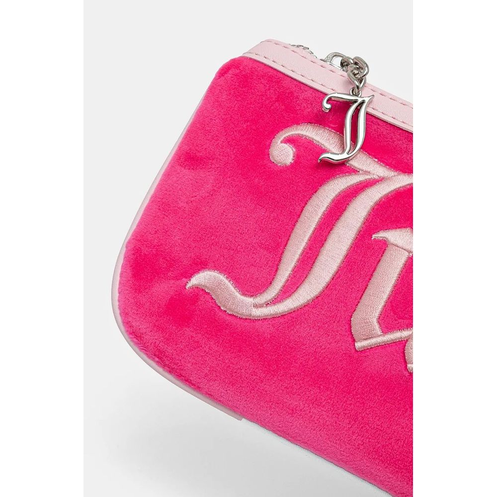 Indulge in the exquisite allure of the Juicy Couture Pink Polyester Shoulder Bag, a timeless accessory that embodies luxury, sophistication, and effortless elegance.