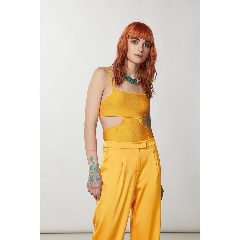 Patrizia Pepe Juicy Orange Viscose Tank Top - Couture Elegance