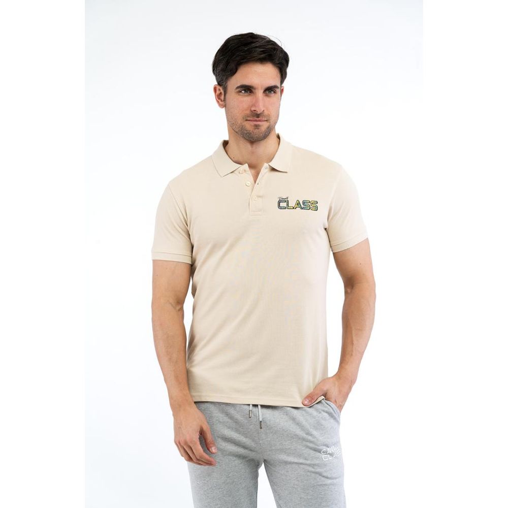 Elevate your style with the Cavalli Class Beige Cotton Polo Shirt, a masterpiece of Italian craftsmanship from the Spring/Summer Collection 2023, embodying timeless luxury and elegance.