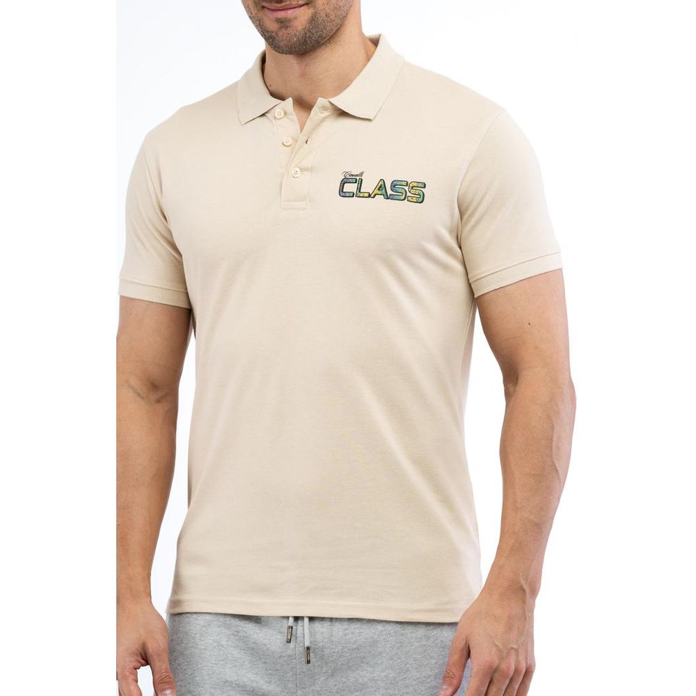Elevate your style with the Cavalli Class Beige Cotton Polo Shirt, a masterpiece of Italian craftsmanship, offering luxurious comfort and refined elegance for every occasion.