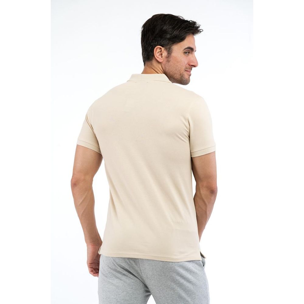 Elevate your wardrobe with the Cavalli Class Beige Cotton Polo Shirt, a masterpiece of Italian craftsmanship, embodying luxury and timeless elegance for every occasion.