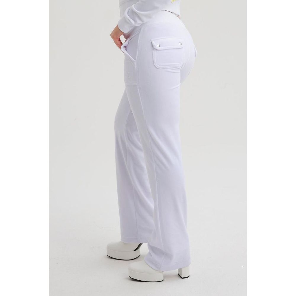 Elevate your style with Juicy Couture's White Polyester Casual Pants, a timeless blend of plush velour and exquisite craftsmanship, perfect for any sophisticated occasion.