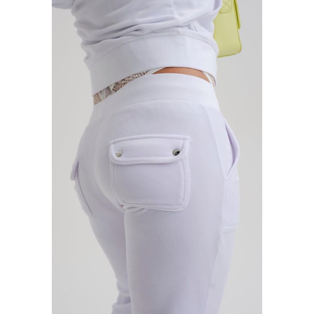 Elevate your style with Juicy Couture's White Polyester Casual Pants, a timeless blend of plush velour and exquisite craftsmanship, designed for effortless elegance.