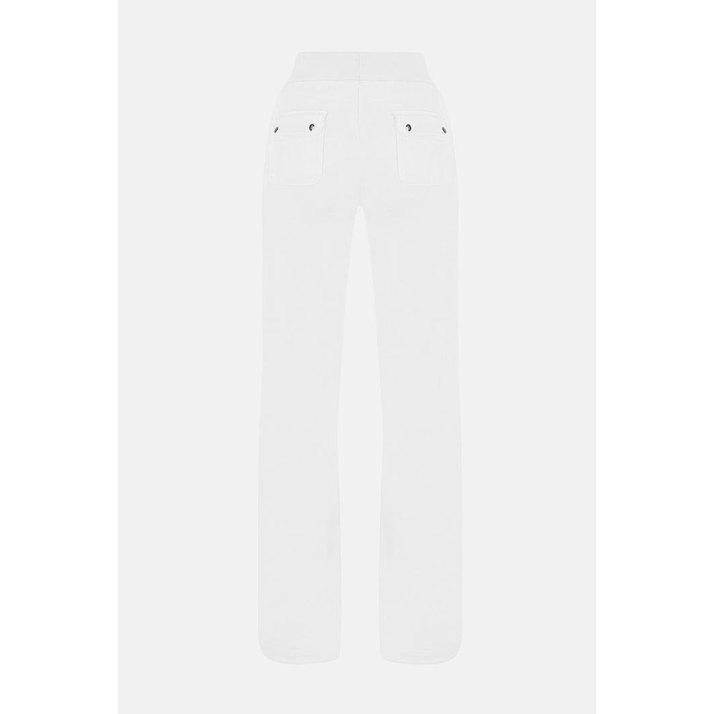 Elevate your style with Juicy Couture's White Polyester Casual Pants, a luxurious blend of plush velour and modern elegance, perfect for any sophisticated occasion.
