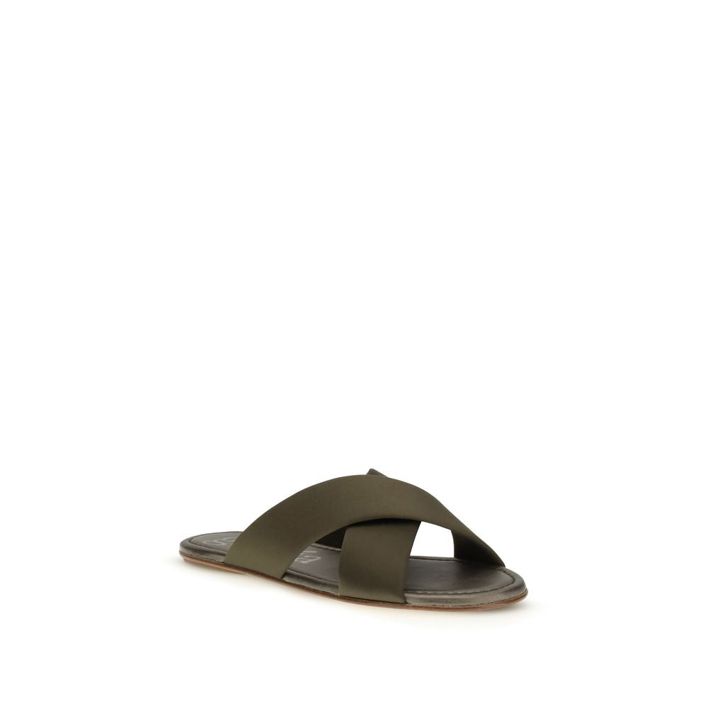 Pedro García Brown Silk Flat Sandals - Exquisite Luxury Footwear