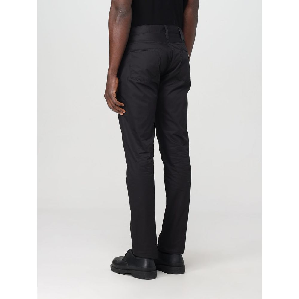 Emporio Armani Black Cotton Casual Pants – Designer Elegance