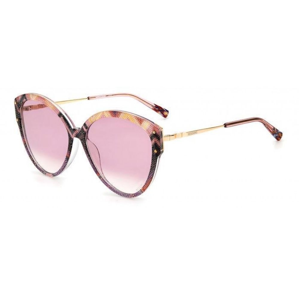 Elevate your style with Missoni Gold Plastic Sunglasses, featuring exquisite gradient pink frames that embody luxury and timeless elegance for the discerning individual.