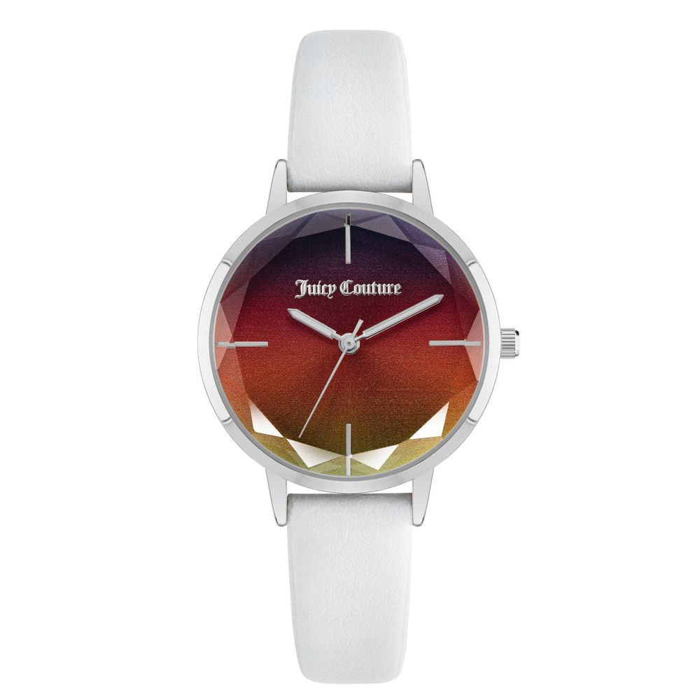 Elevate your style with the Juicy Couture White Plastic Dress Watch, a timeless piece featuring a multicolored dial and silver case, perfect for any occasion.