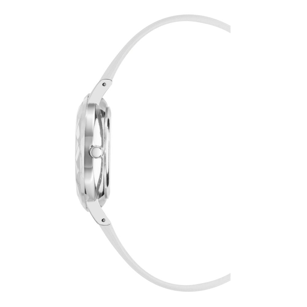 Elevate your style with the Juicy Couture White Plastic Dress Watch, a masterpiece of elegance featuring a multicolored dial and silver case, perfect for every occasion.