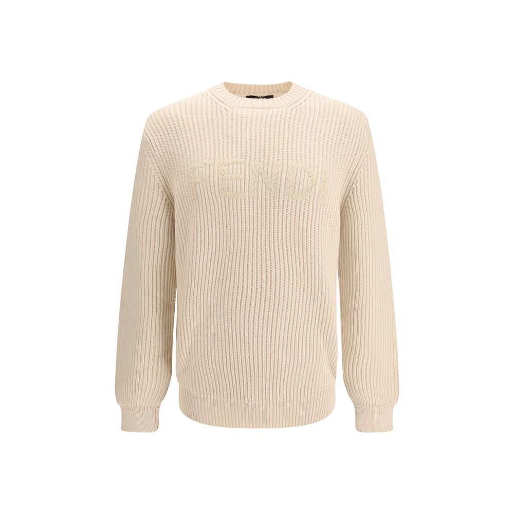 Elevate your wardrobe with the Fendi Beige Fleece Wool Sweatshirt, a blend of exquisite craftsmanship and luxurious comfort, perfect for any sophisticated occasion.