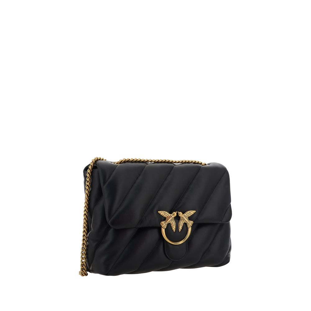 Discover the PINKO Black Calf Leather Bos Taurus Shoulder Bag, a masterpiece of exquisite craftsmanship and timeless elegance, perfect for the discerning individual.
