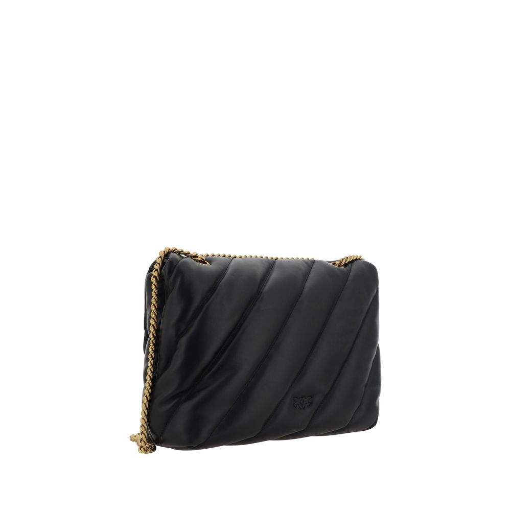Experience the allure of the PINKO Black Calf Leather Bos Taurus Shoulder Bag, a masterpiece of exquisite craftsmanship and timeless elegance, perfect for sophisticated style.