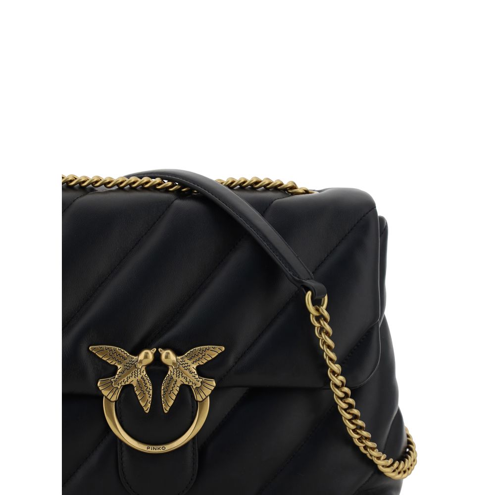 Experience the allure of the PINKO Black Calf Leather Bos Taurus Shoulder Bag, where exquisite craftsmanship meets timeless elegance for the discerning individual.