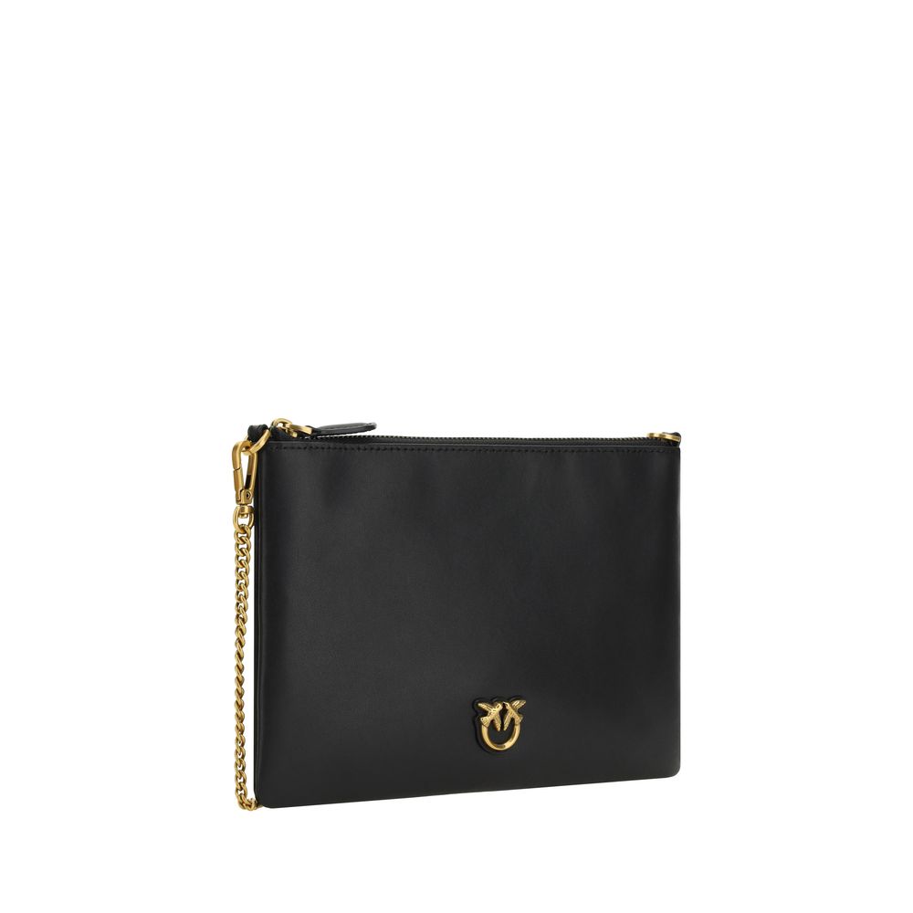 PINKO Black Calf Leather Bos Taurus Shoulder Bag - Timeless Luxury