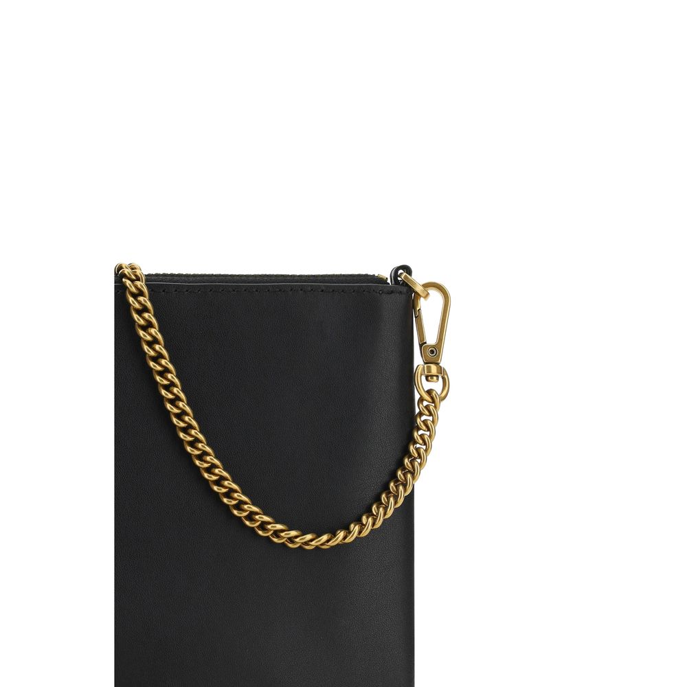 Indulge in the timeless sophistication of the PINKO Black Calf Leather Bos Taurus Shoulder Bag, where exquisite craftsmanship meets luxurious allure for every elegant occasion.