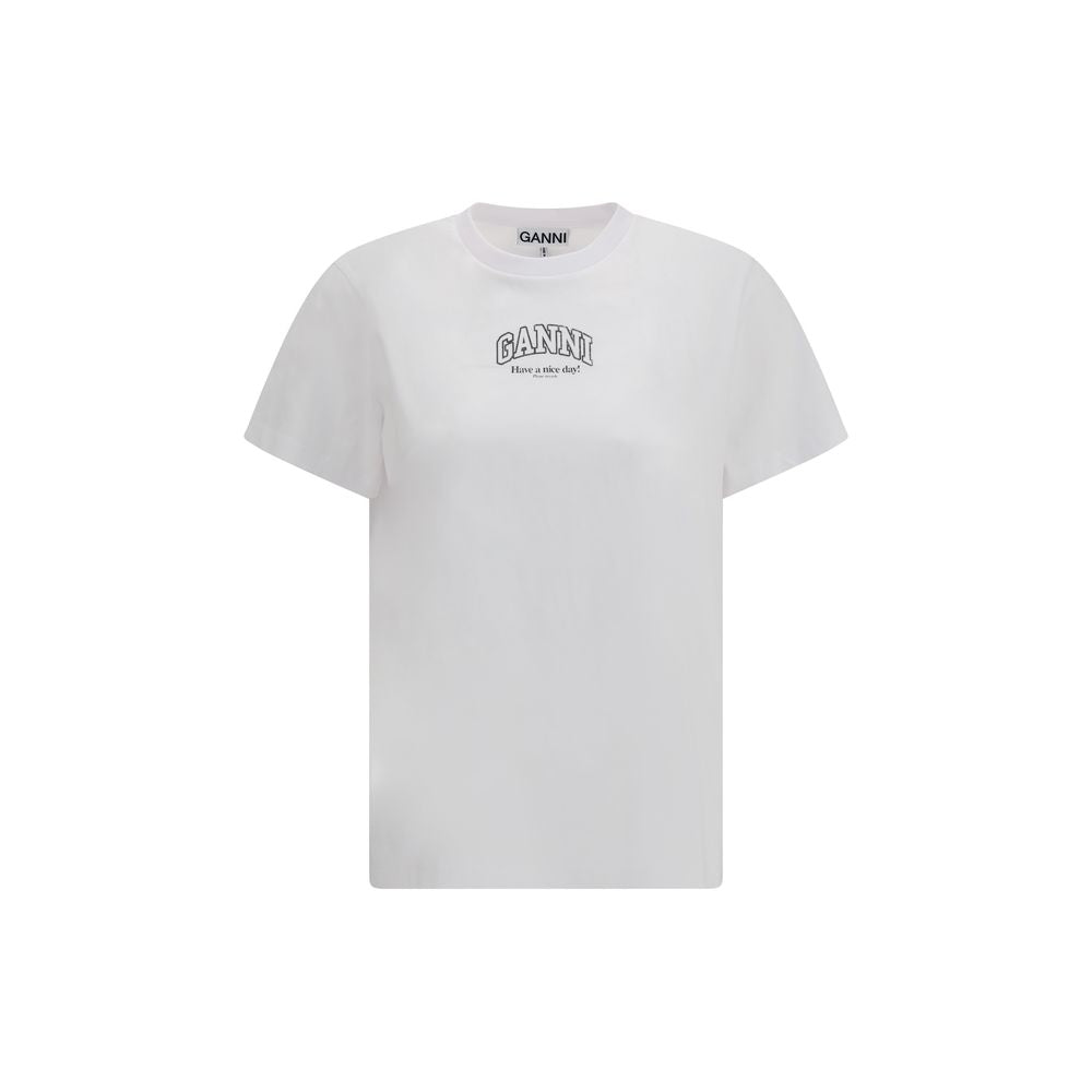 Ganni White Cotton T-Shirt - Effortless Elegance Redefined
