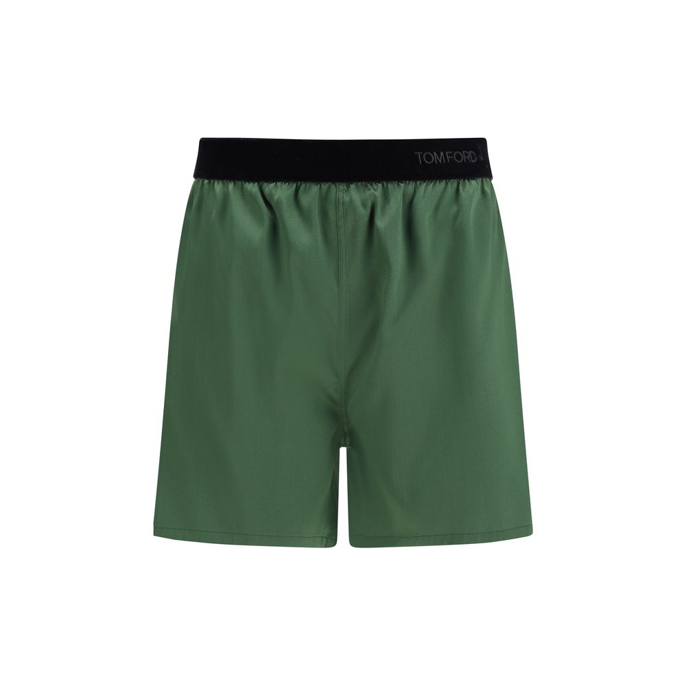 Elevate your wardrobe with Tom Ford Bicolor Silk Bermuda Shorts, crafted from luxurious silk satin for timeless elegance and effortless sophistication.
