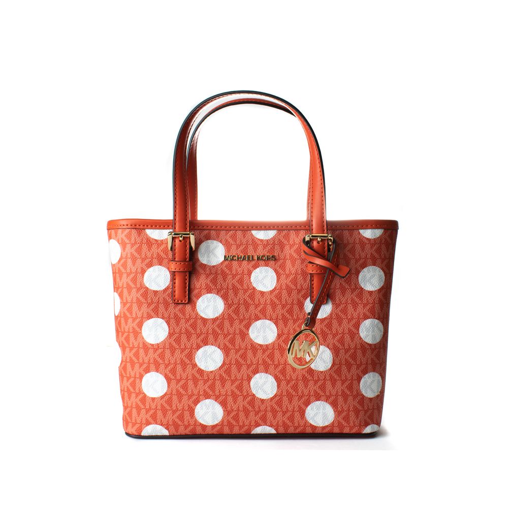 Discover the Michael Kors Orange Canvas Tote Bag from the Jet Set Travel collection, a masterpiece of craftsmanship that elevates your style with vibrant elegance and timeless allure.