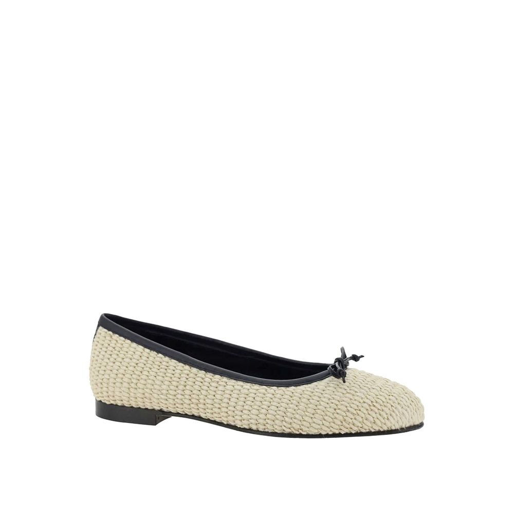 Experience the exquisite allure of Manolo Blahnik Beige Raffia Ballet Flats, where artisanal craftsmanship meets luxurious comfort, perfect for the discerning individual.