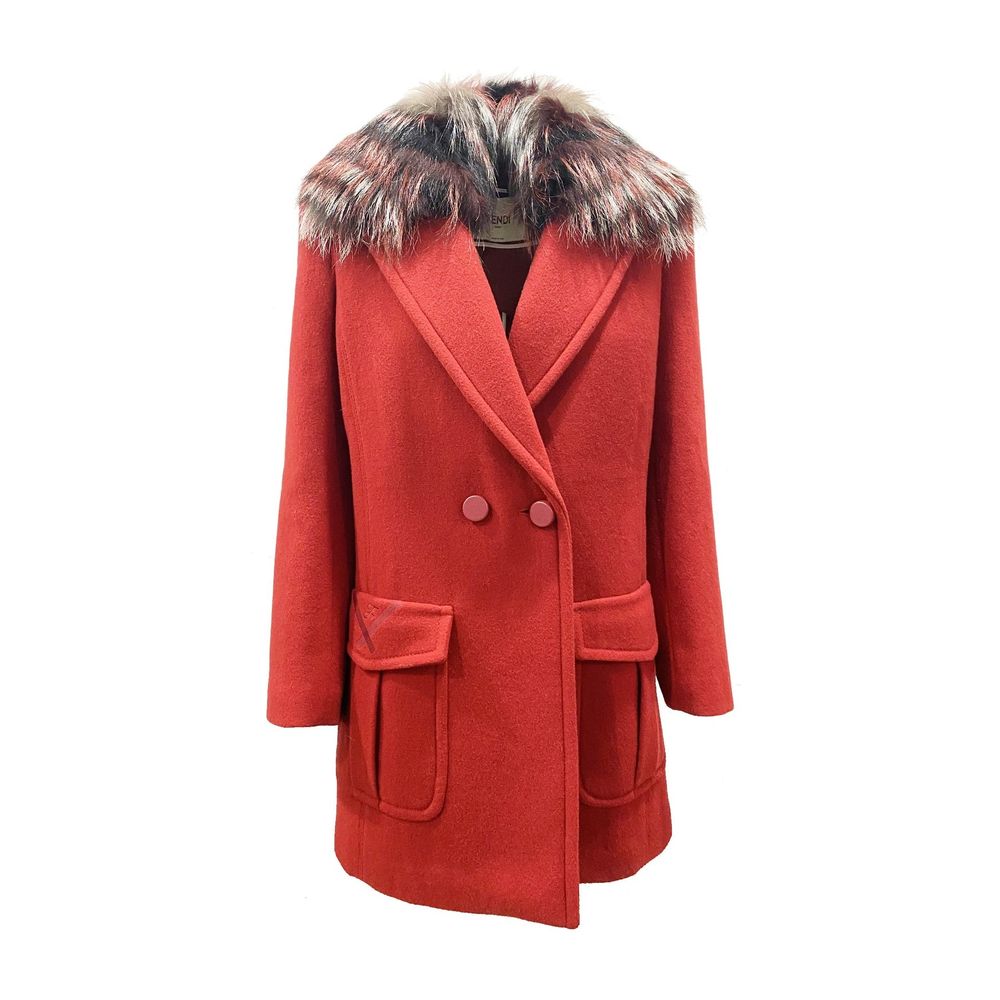 Indulge in the Fendi Multicolor Virgin Wool Coat, a masterpiece of Italian craftsmanship, featuring luxurious virgin wool and a removable fox fur collar for timeless elegance.