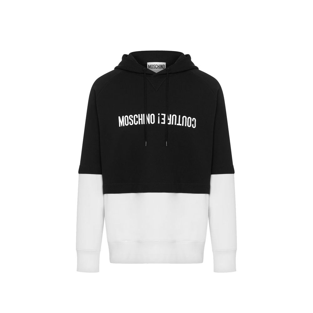 Indulge in the Moschino Black Cotton Sweatshirt, where exquisite craftsmanship meets timeless elegance, perfect for the discerning individual seeking luxurious comfort.