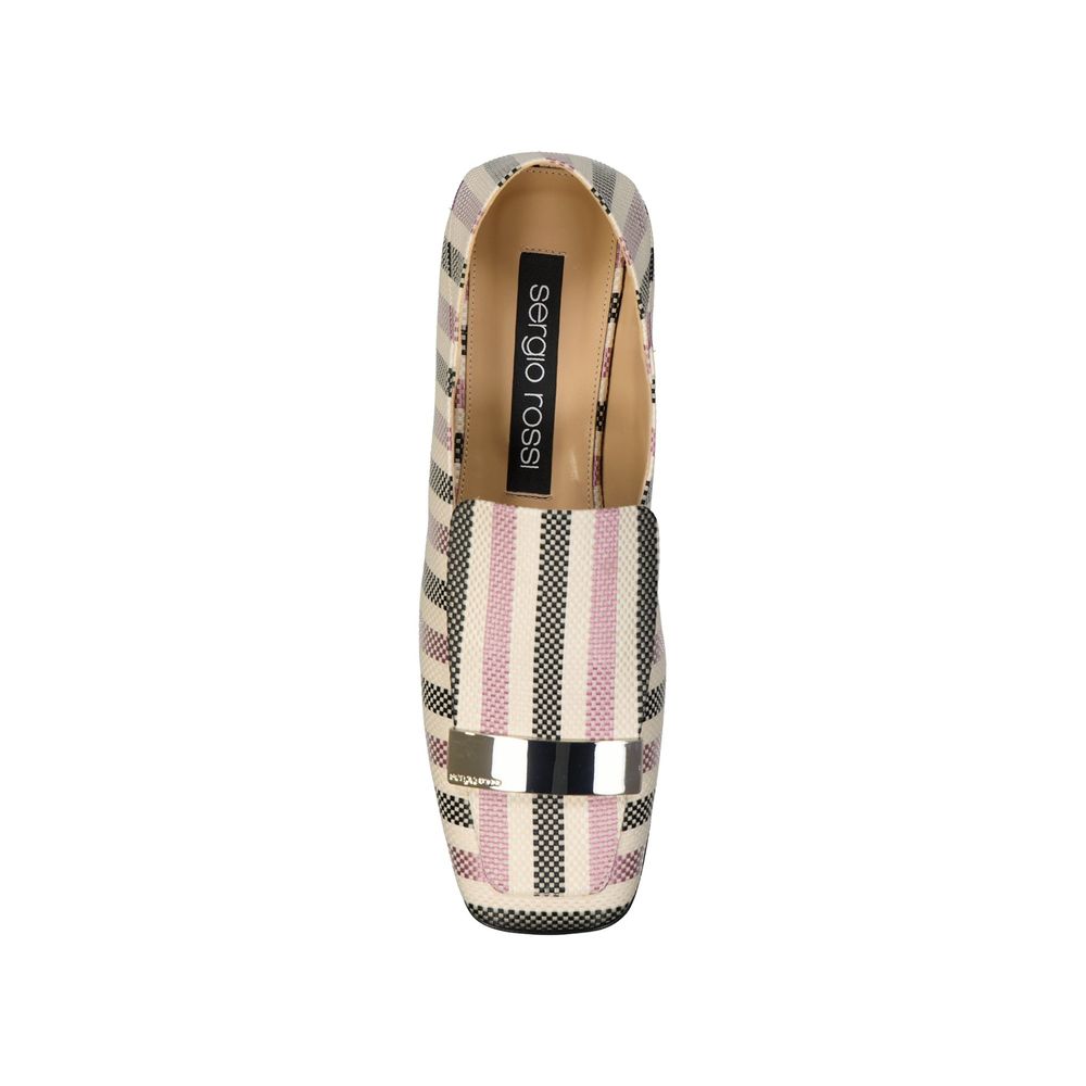 Sergio Rossi White Fabric Slip-On Loafers - Timeless Elegance