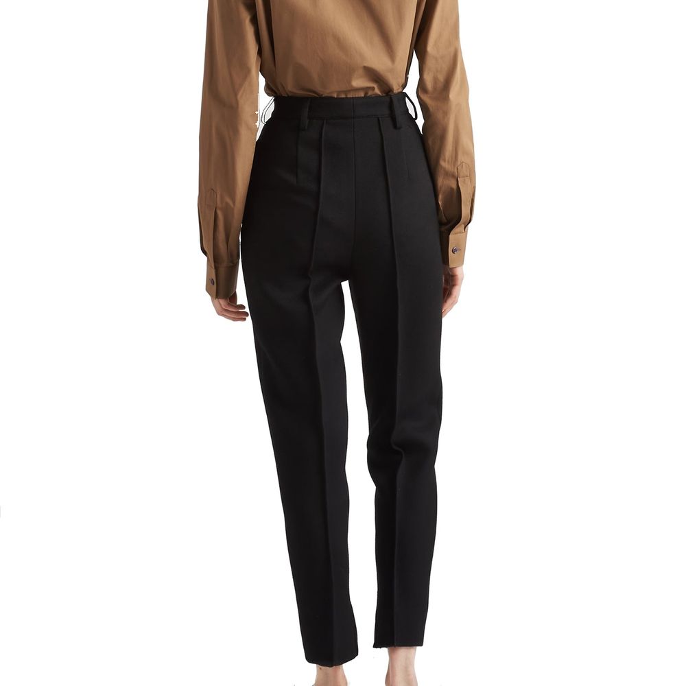 Prada Black Virgin Wool Casual Pants - Designer Luxury Couture