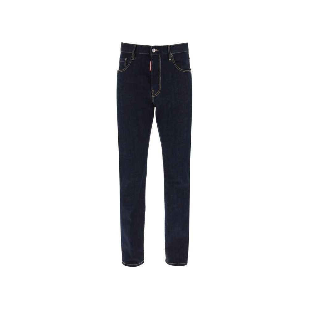 Discover the Dsquared² Blue Cotton Straight-Leg Jeans, a masterpiece of Italian craftsmanship that elevates your wardrobe with timeless elegance and refined sophistication.