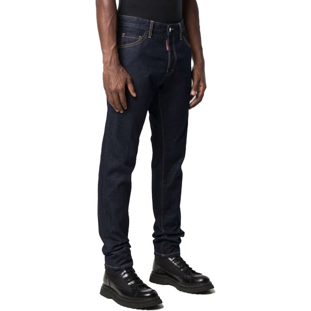 Experience the artistry of Dsquared² Blue Cotton Straight-Leg Jeans, crafted in Italy for the discerning individual who values elegance and sophistication in every detail.