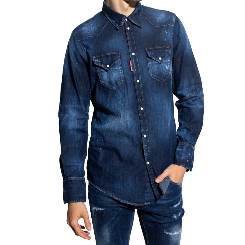 Dsquared² Blue Denim Shirt - Artisanal Luxury for the Discerning