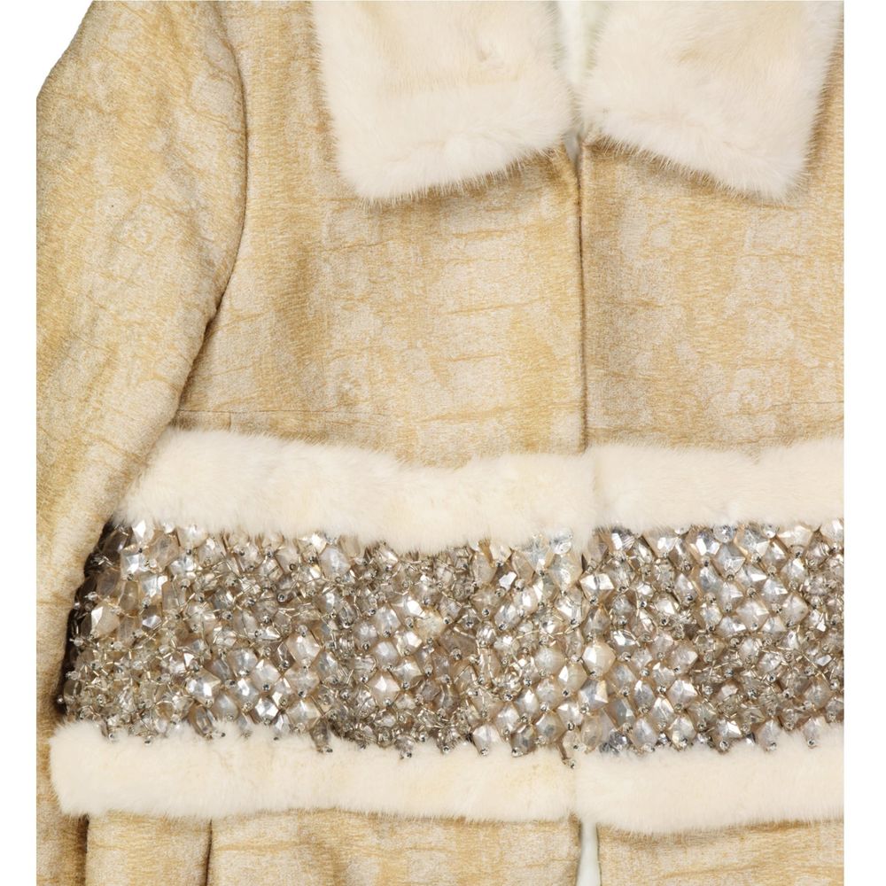 Elevate your style with the Dsquared² Beige Polyamide Coat, featuring a luxurious mink fur collar and exquisite Italian craftsmanship for timeless elegance.