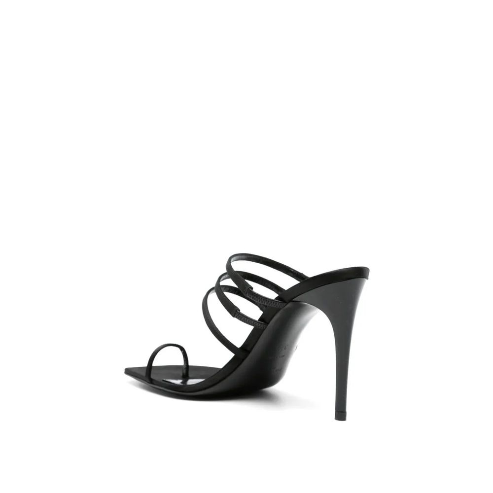 Saint Laurent Black Silk Stiletto Heel Sandals