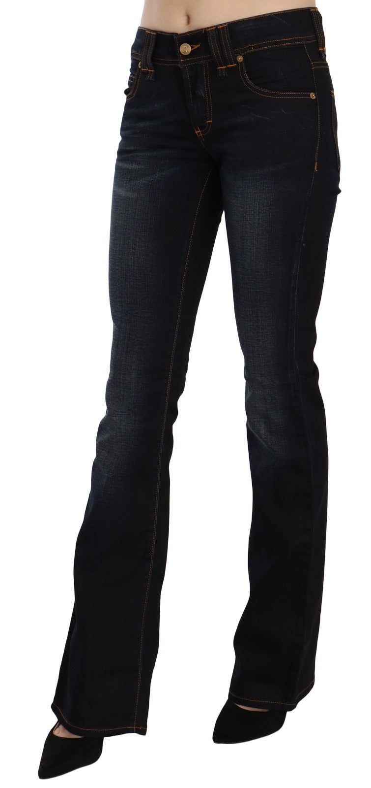 Elevate your wardrobe with John Galliano's blue washed boot cut jeans, a masterpiece of Italian craftsmanship, merging timeless elegance with contemporary allure.