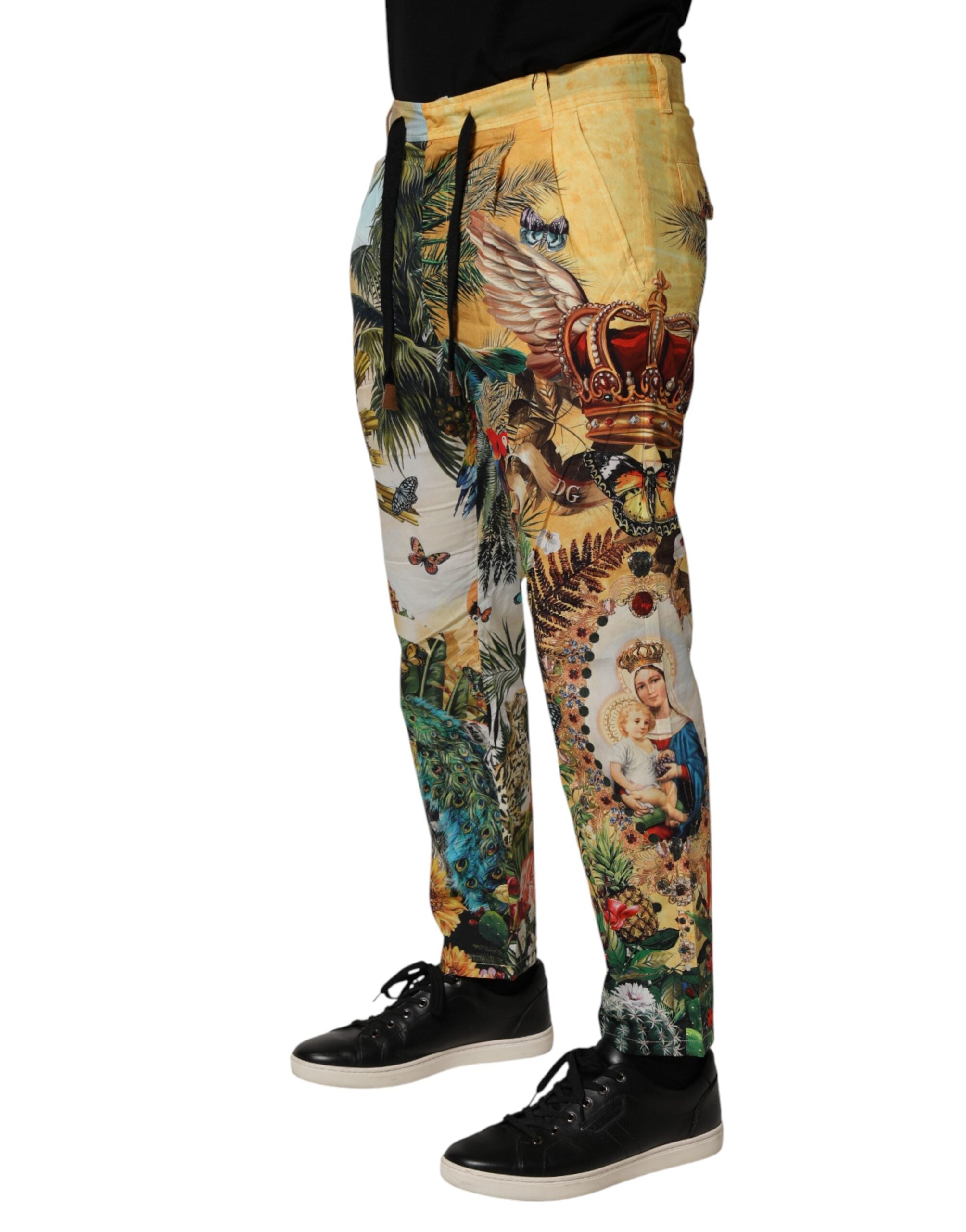 Indulge in the exquisite Dolce & Gabbana Multicolor Tropical King Lounge Trouser Pants, crafted from luxurious cotton, embodying effortless elegance and refined sophistication for every discerning moment.