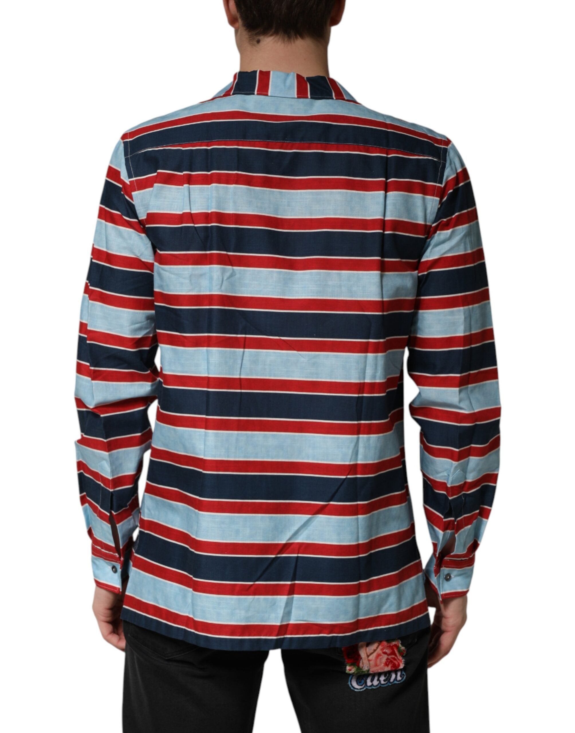 Elevate your wardrobe with the Dolce & Gabbana Multicolor Stripes Cotton Men Button Down Shirt, a masterpiece of Italian craftsmanship that embodies refined luxury and effortless sophistication.