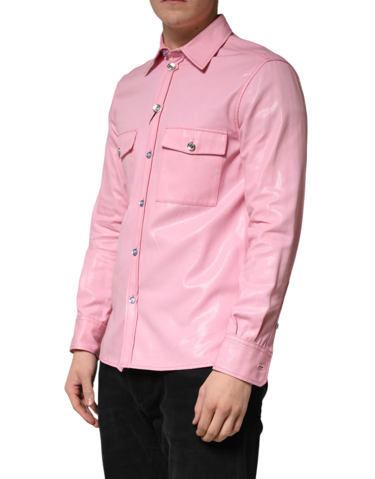 Discover the exquisite Dolce & Gabbana pink cotton button-down shirt, a testament to Italian craftsmanship, perfect for the discerning individual who embodies elegance.