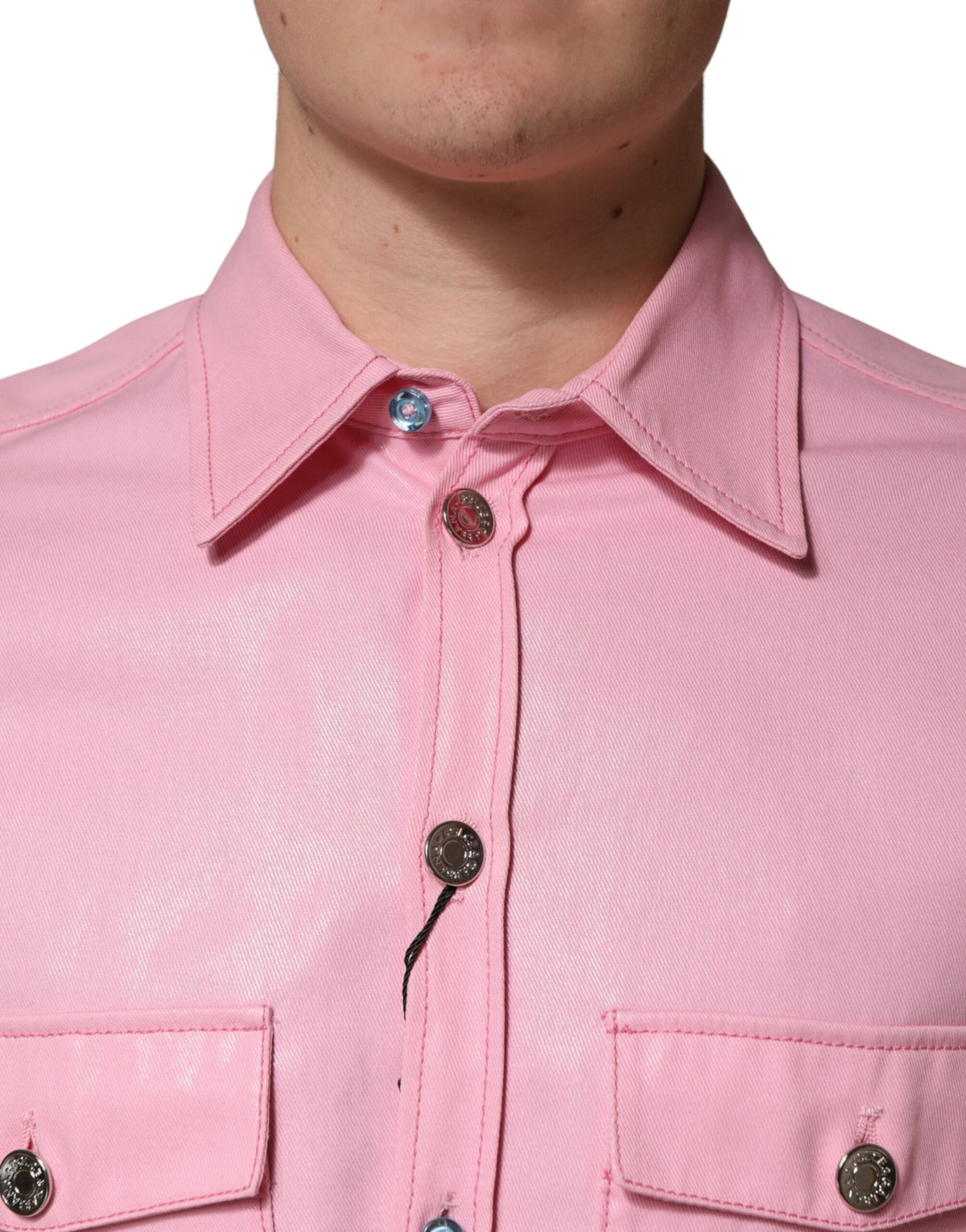 Discover the exquisite Dolce & Gabbana Pink Cotton Button Down Shirt, a testament to Italian craftsmanship that embodies refined luxury for the discerning individual.