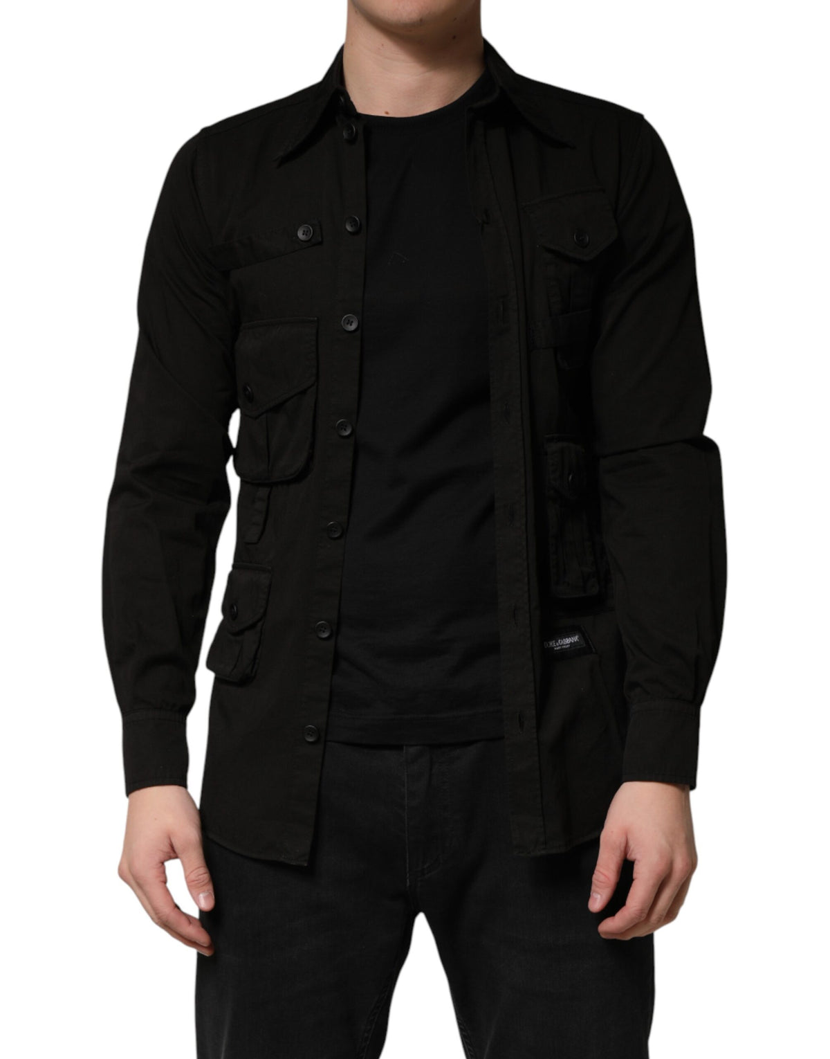Elevate your wardrobe with the Dolce & Gabbana Black Cotton Collared Men Button Down Shirt, a timeless blend of Italian craftsmanship and luxurious sophistication.