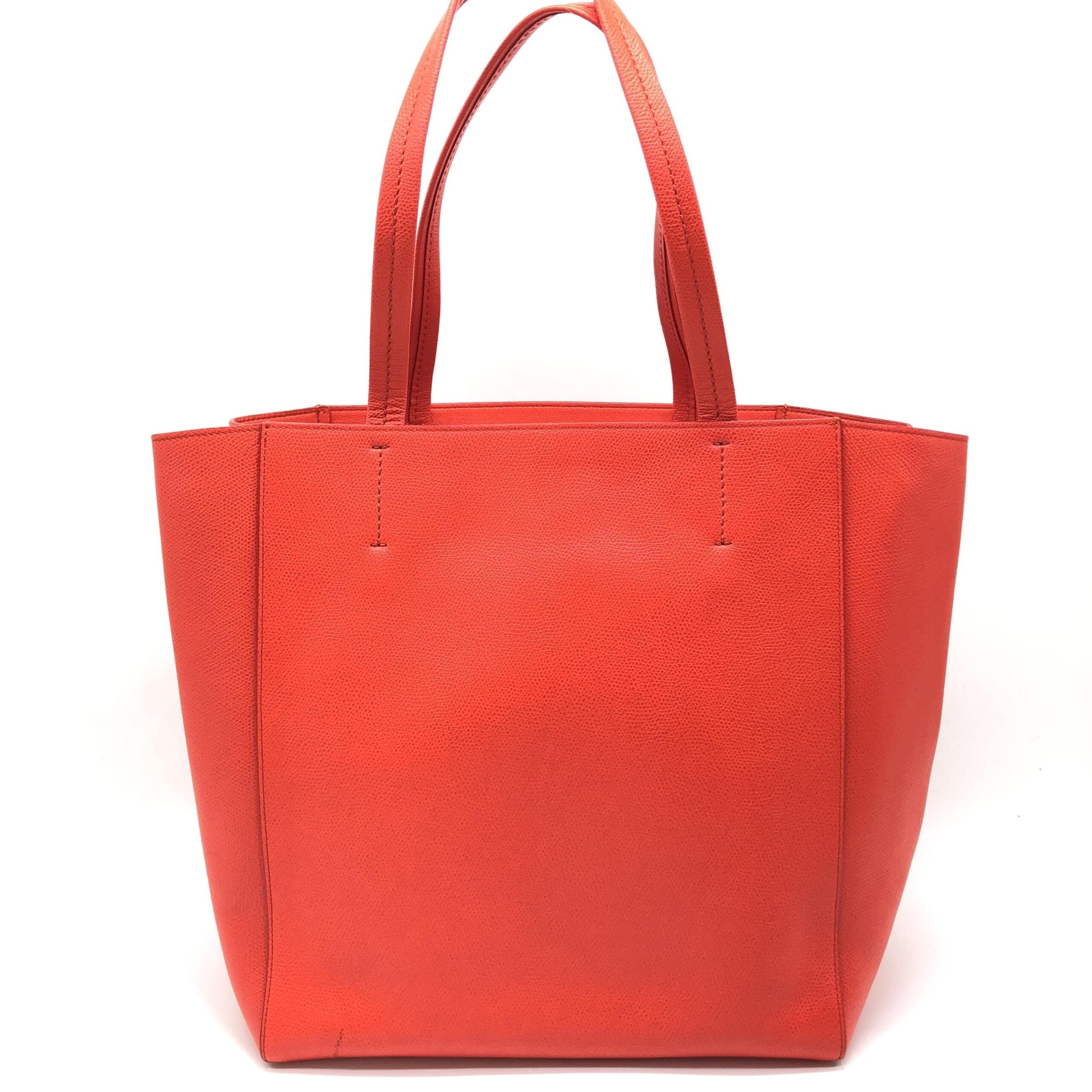 Celine Cabas Phantom Red Pebbled Leather Tote Bag