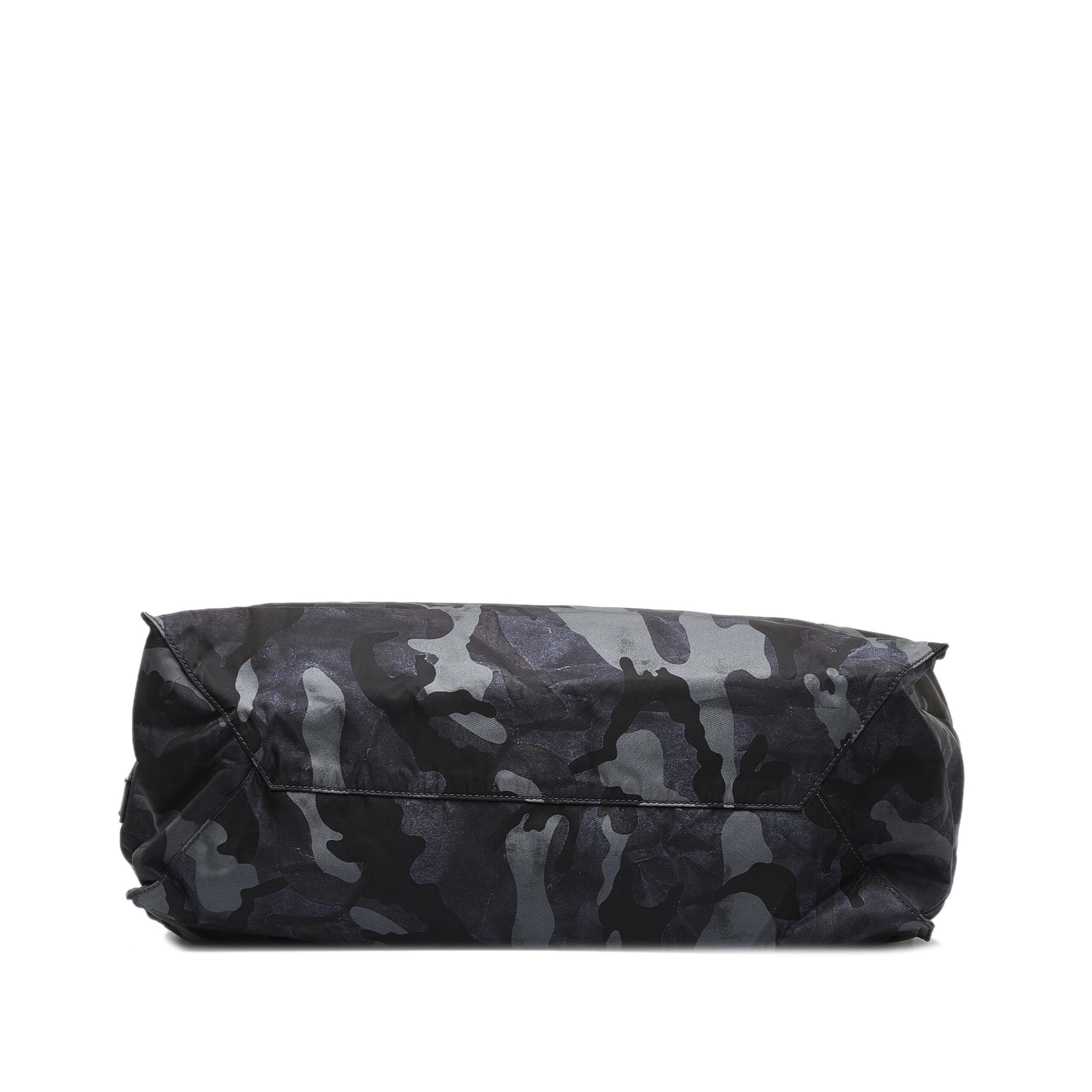 Prada Black Camouflage Tessuto Nylon Tote Bag