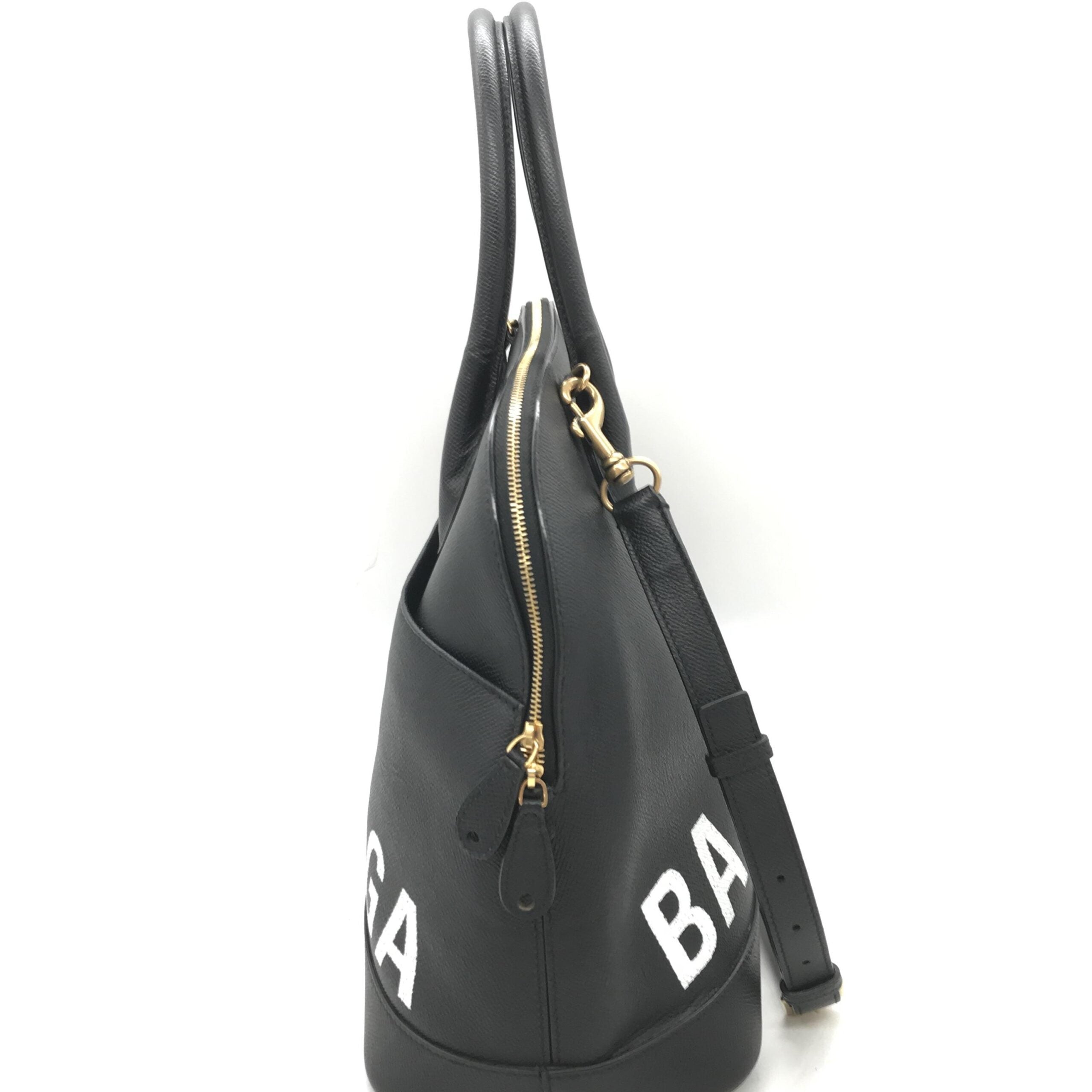 Balenciaga Black Grained Leather Ville Top Handle Bag