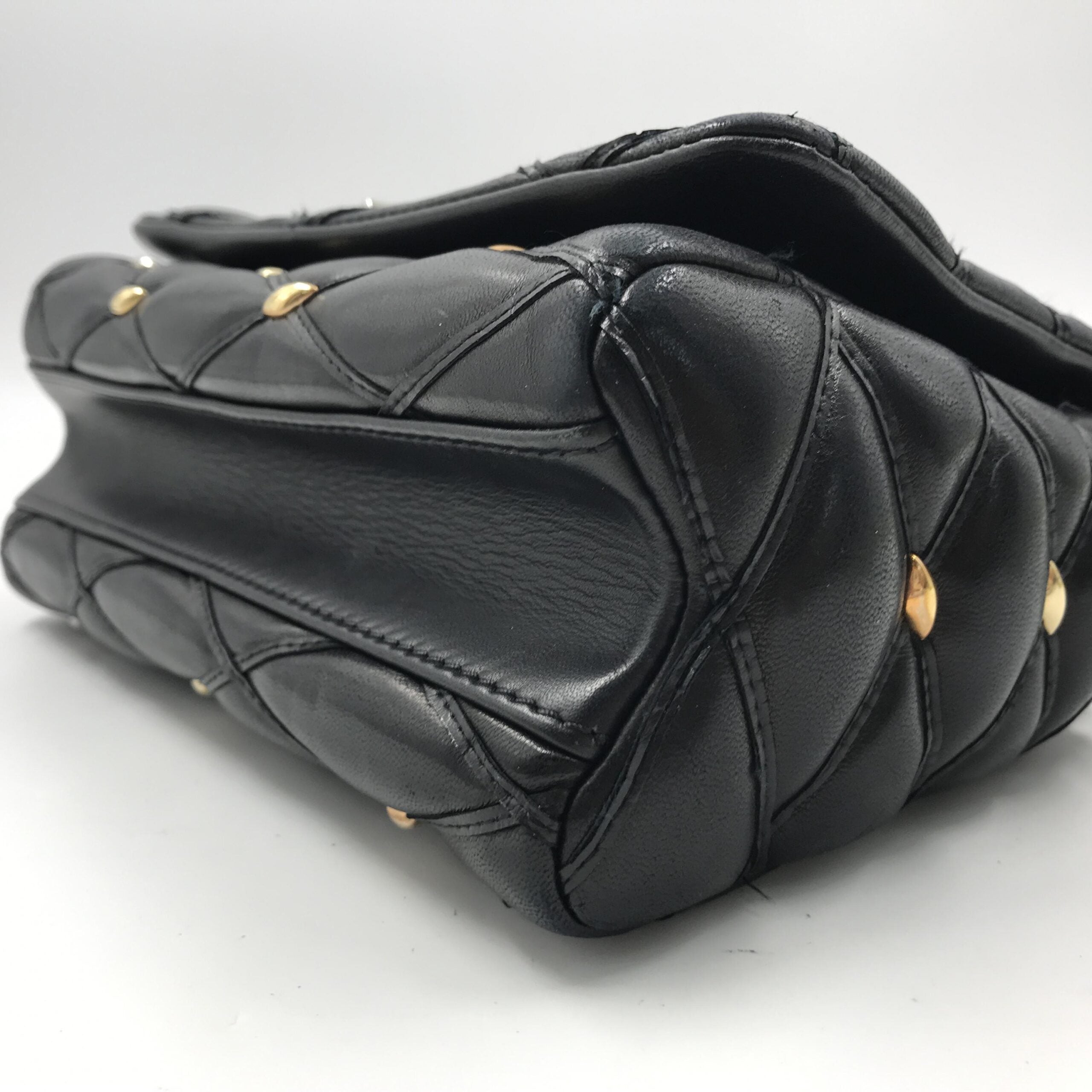 Louis Vuitton Black Quilted Studded Leather GO-14 Malletage PM Bag