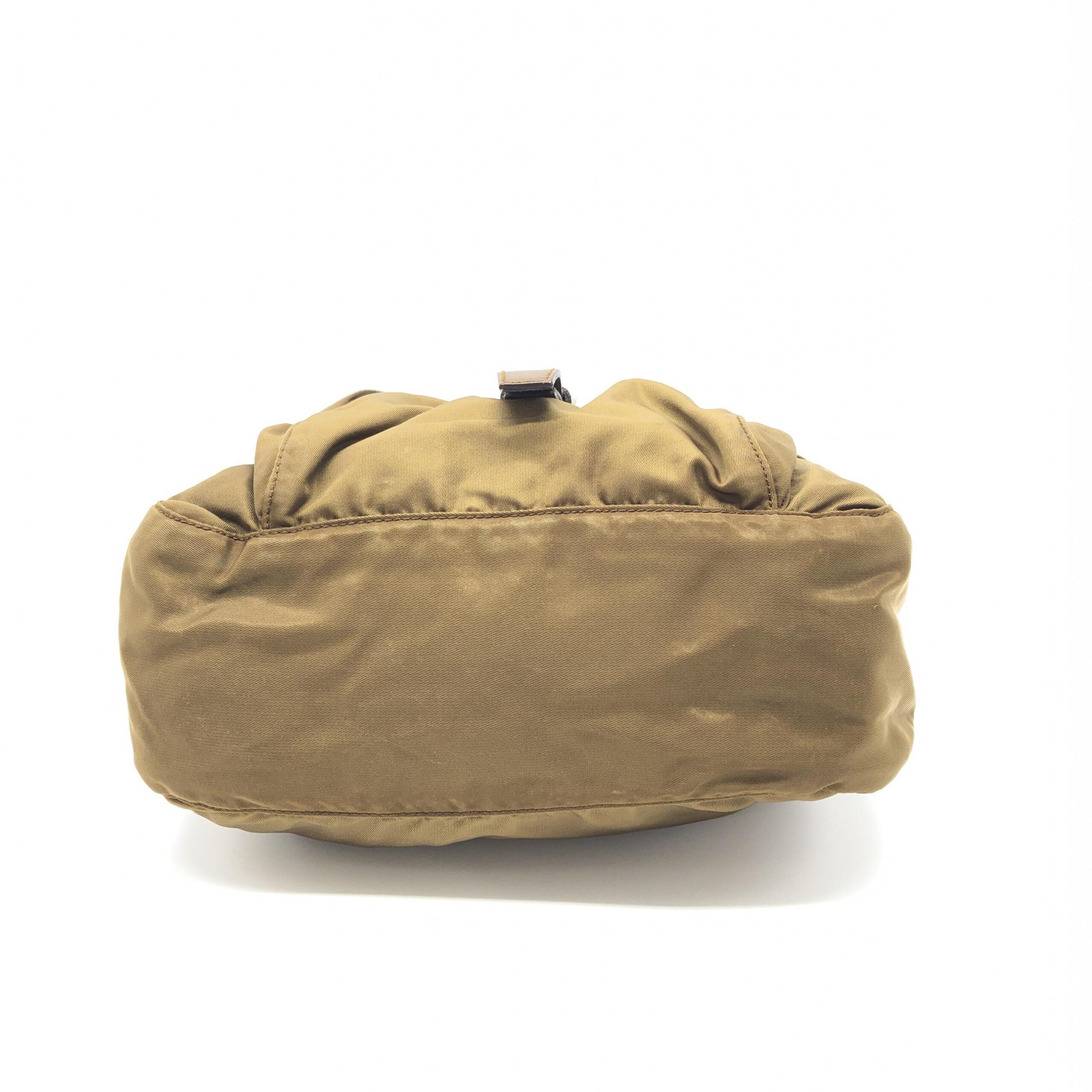 Prada Brown Nylon Shoulder Bag With Logo