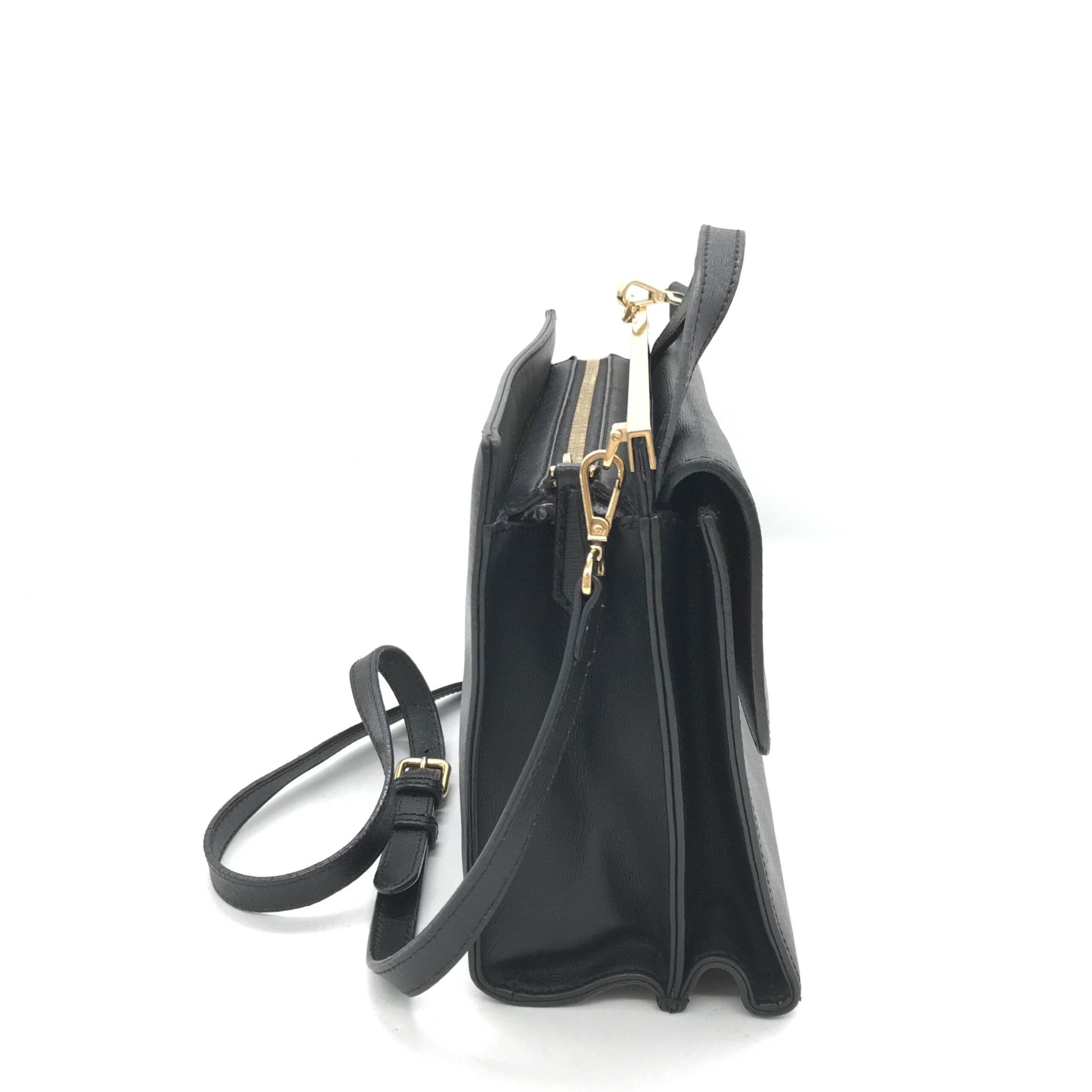 Fendi Demi Jour Black Leather Top Handle Shoulder Bag